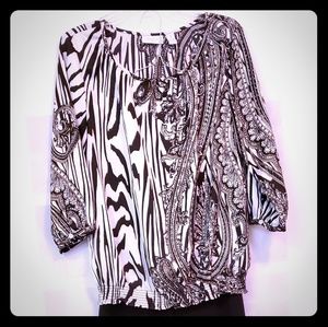 Chico's Black/white animal print shirt